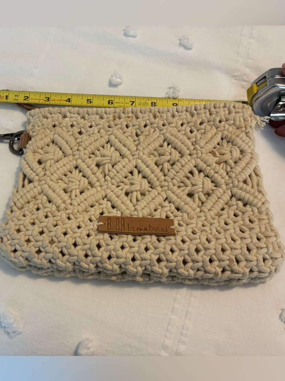 BIBA Be Natural Cream Crochet Wristlet Clutch. Never used